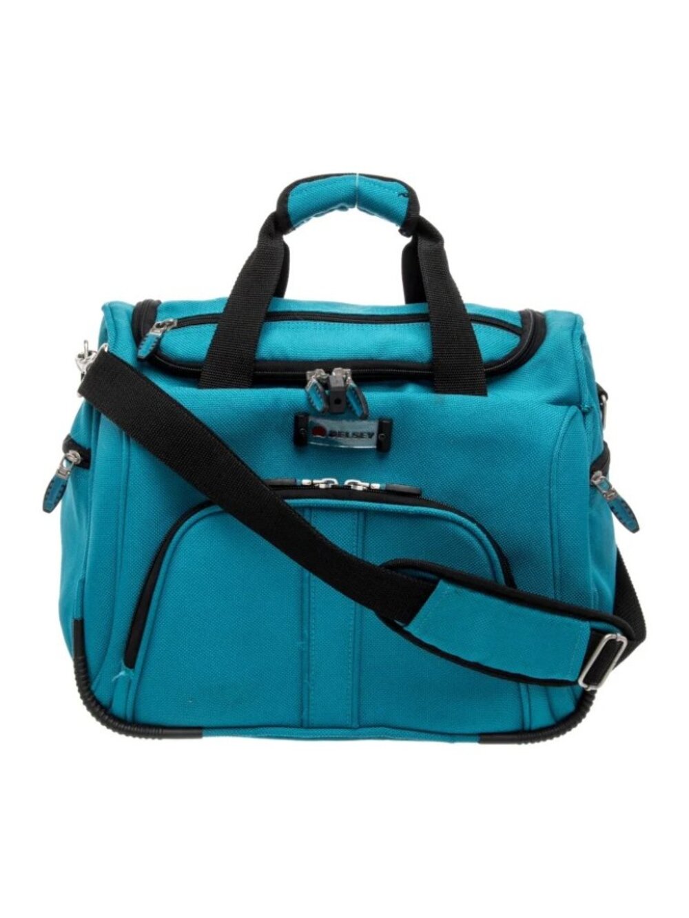 Delsey Blue Nylon Backpack with Silver Tone Hardware